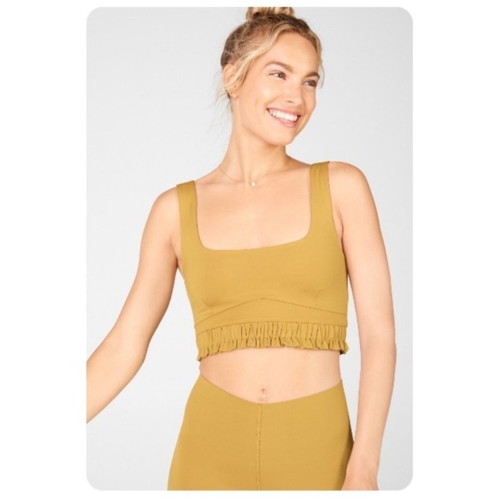 Fabletics Isabella Midi Low Impact Sports Bra Sz L yellow